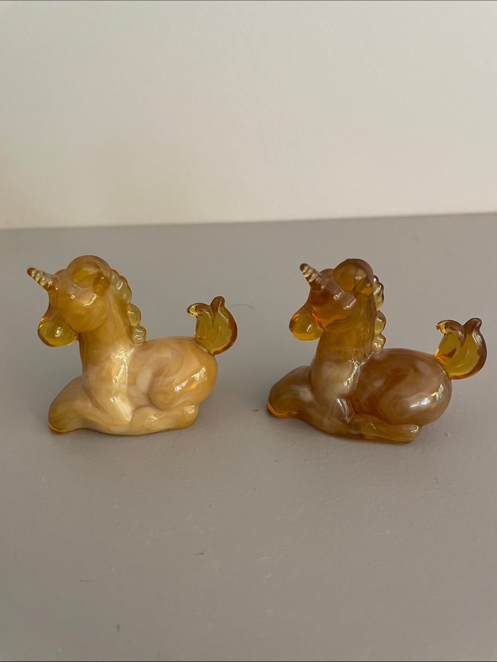 Set of two Boyd Glass little lucky unicorns